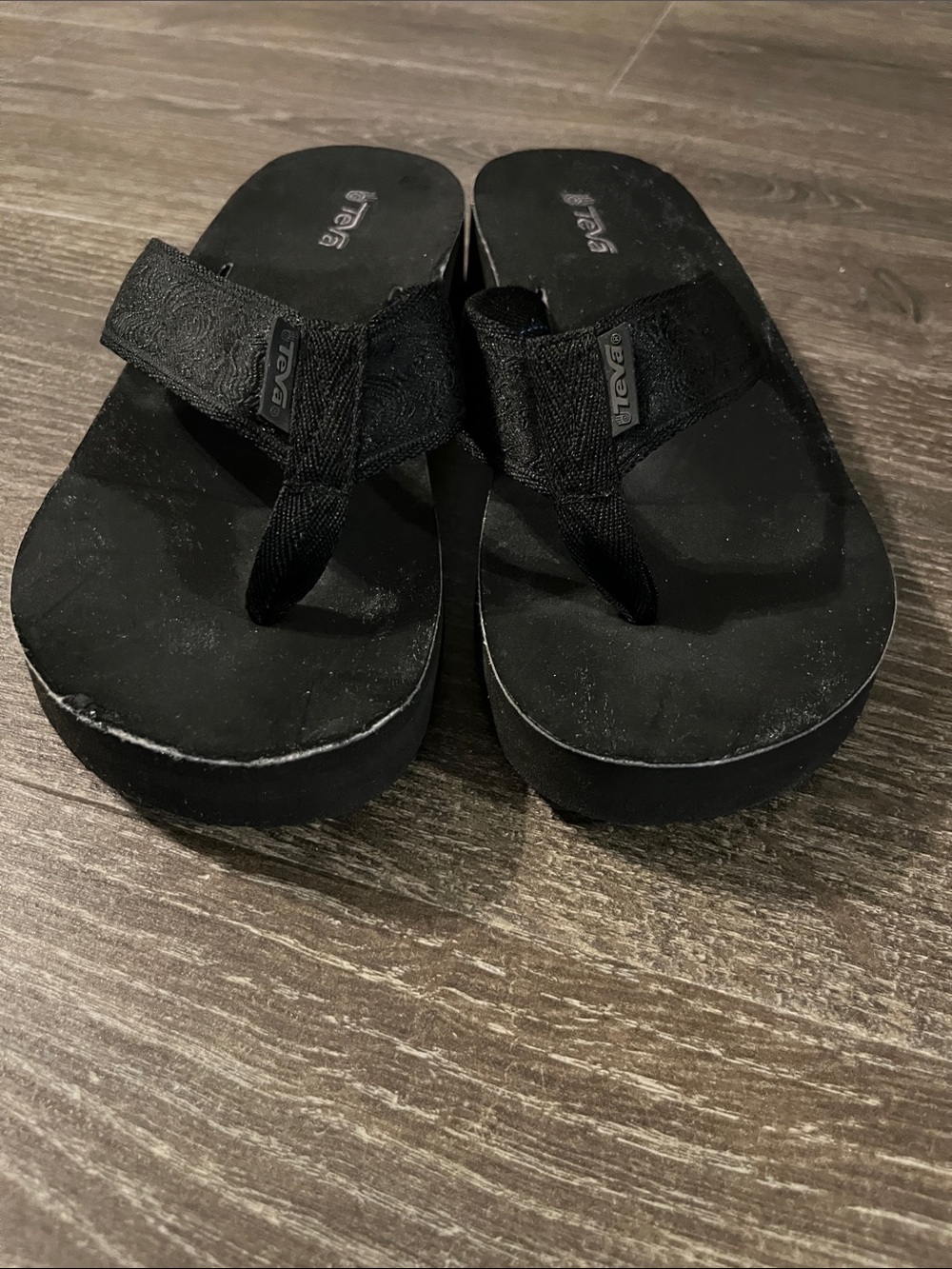 Women’s Teva Black Platform Flip Flop Sandals